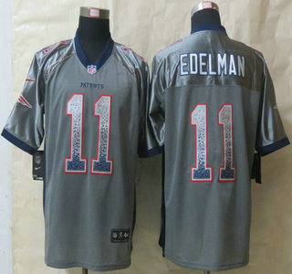 Nike New England Patriots #11 Julian Edelman 2013 Drift Fashion Gray Elite Jersey