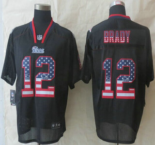 Nike New England Patriots #12 Tom Brady 2014 USA Flag Fashion Black Elite Jersey