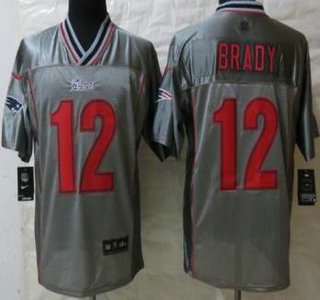 Nike New England Patriots #12 Tom Brady Elite Grey Vapor Jersey