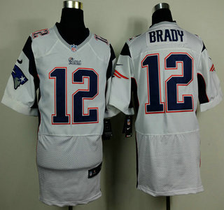 Nike New England Patriots #12 Tom Brady White Elite Jersey