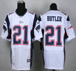 Nike New England Patriots #21 Malcolm Butler White Elite Jersey