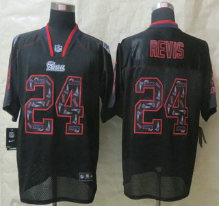Nike New England Patriots #24 Darrelle Revis Lights Out Black Ornamented Elite Jersey