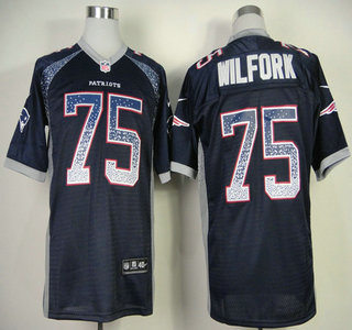 Nike New England Patriots #75 Vince Wilfork 2013 Drift Fashion Blue Elite Jersey