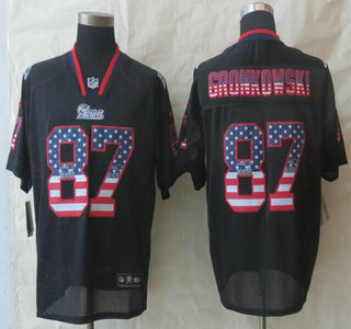 Nike New England Patriots #87 Rob Gronkowski 2014 USA Flag Fashion Black Elite Jersey