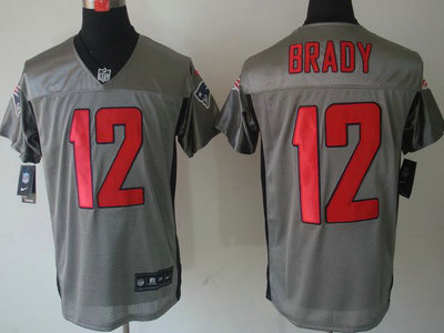 Nike New England Patriots 12 Tom Brady Grey Shadow NFL Jerseys