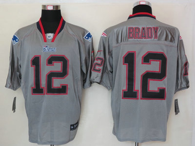 Nike New England Patriots 12 Tom Brady Lights Out Grey Elite Jerseys