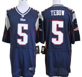 Nike New England Patriots 5 Tim Tebow Blue Elite Jersey