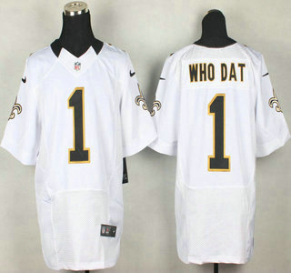 Nike New Orleans Saints #1 Who Dat White Elite Jersey