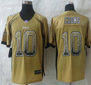 Nike New Orleans Saints #10 Brandin Cooks Drift Fashion Gold Elite Jersey
