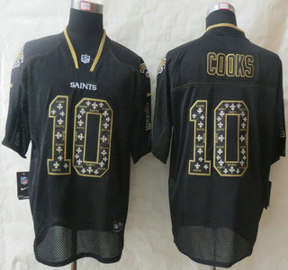 Nike New Orleans Saints #10 Brandin Cooks Lights Out Black Ornamented Elite Jersey