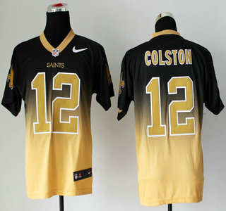 Nike New Orleans Saints #12 Marques Colston Drift Fashion II Black With Gold 2013 Elite Jersey