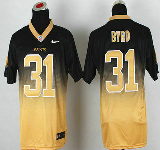 Nike New Orleans Saints #31 Jairus Byrd Drift Fashion II Black With Gold 2013 Elite Jersey