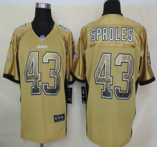 Nike New Orleans Saints #43 Darren Sproles Drift Fashion Gold Elite Jersey