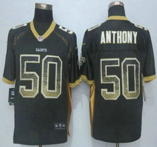Nike New Orleans Saints #50 Stephone Anthony 2014 Drift Fashion Black Elite Jersey