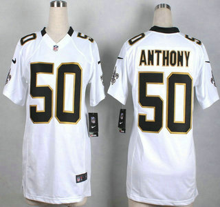 Nike New Orleans Saints #50 Stephone Anthony White Game Womens Jersey
