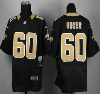 Nike New Orleans Saints #60 Max Unger Black Elite Jersey