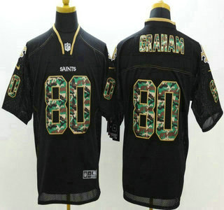 Nike New Orleans Saints #80 Jimmy Graham Black With Camo Elite Jersey