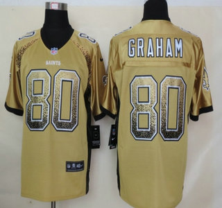 Nike New Orleans Saints #80 Jimmy Graham Drift Fashion Gold Elite Jersey