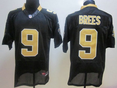 Nike New Orleans Saints 9 Drew Brees Black 2012 Nike NFL Elite Jersey