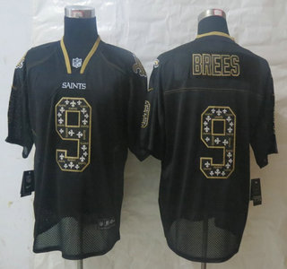 Nike New Orleans Saints #9 Drew Brees Lights Out Black Elite Jersey