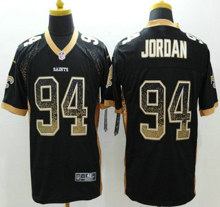 Nike New Orleans Saints #94 Cameron Jordan 2014 Drift Fashion Black Elite Jersey