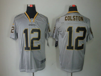 Nike New Orleans Saints 12 Marques Colston Lights Out Black Name Grey Elite Jerseys
