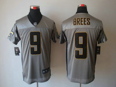 Nike New Orleans Saints 9 Drew Brees Grey Shadow 2012 Nike NFL Elite Jersey