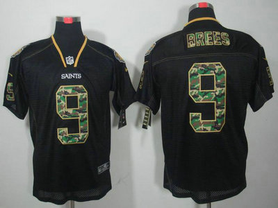 Nike New Orleans Saints 9 Drew Brees Black Camo Fashion Elite NFL Jerseys Camo Number