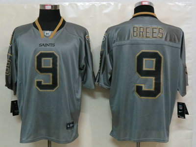 Nike New Orleans Saints 9 Drew Brees Lights Out Grey Elite Jerseys
