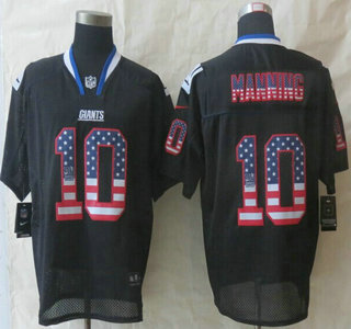 Nike New York Giants #10 Eli Manning 2014 USA Flag Fashion Black Elite Jersey