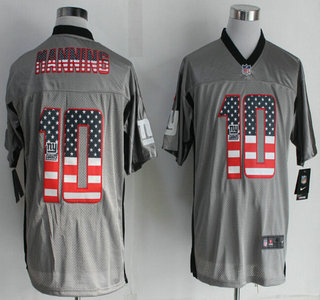 Nike New York Giants #10 Eli Manning 2014 USA Flag Fashion Gray Elite Jersey