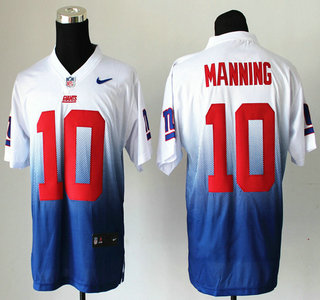 Nike New York Giants #10 Eli Manning Drift Fashion II White With Blue 2013 Elite Jersey
