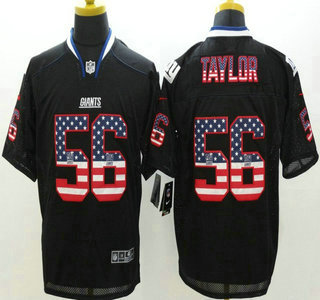Nike New York Giants #56 Lawrence Taylor 2014 USA Flag Fashion Black Elite Jersey