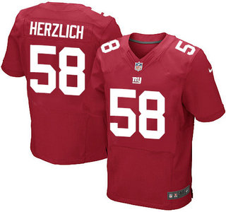 Nike New York Giants #58 Mark Herzlich Red Elite Jersey