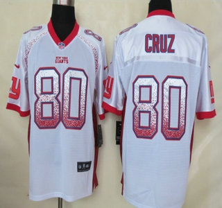 Nike New York Giants #80 Victor Cruz Drift Fashion White Elite Jersey