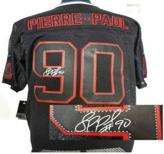 Nike New York Giants #90 Jason Pierre-Paul Elite Light Out Black Signed Jersey