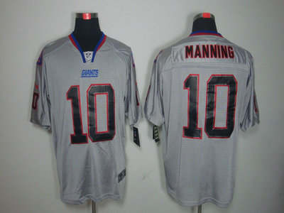 Nike New York Giants 10 Eli Manning Lights Out Black Name Grey Elite Jerseys