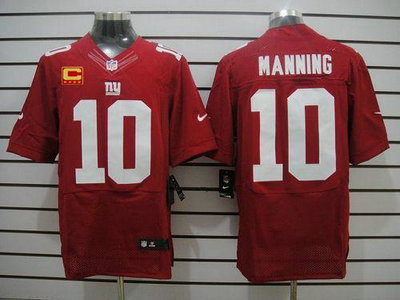 Nike New York Giants 10 Eli Manning Red C Patch Elite Jersey