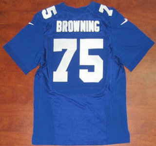 Nike New York Giants 75 Bryant Browning Blue Elite Jersey