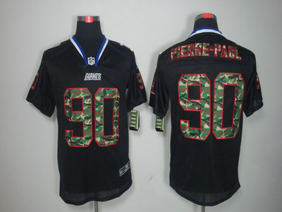 Nike New York Giants 90 Jason Pierre-Paul Black With Camo Elite Jersey