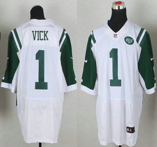 Nike New York Jets #1 Michael Vick White Elite Jersey