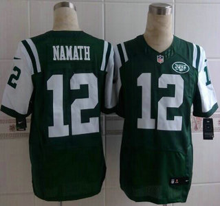 Nike New York Jets #12 Joe Namath Green Elite Jersey 