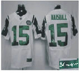 Nike New York Jets #15 Brandon Marshall White Elite Signed Jersey