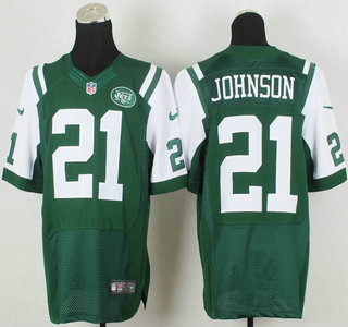 Nike New York Jets #21 Chris Johnson Green Elite Jersey