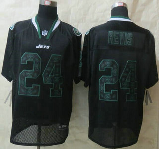 Nike New York Jets #24 Darrelle Revis Lights Out Black Ornamented Elite Jersey