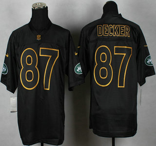 Nike New York Jets #87 Eric Decker 2014 All Black With Gold Elite Jersey
