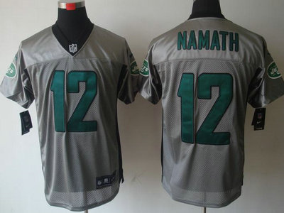 Nike New York Jets 12 Joe Namath Grey Shadow NFL Jersey