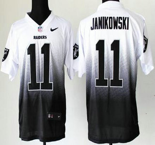 Nike Oakland Raiders #11 Sebastian Janikowski Drift Fashion II White With Black 2013 Elite Jersey