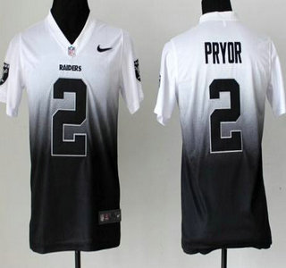 Nike Oakland Raiders #2 Terrelle Pryor Black White Drift Fashion II Elite Jerseys