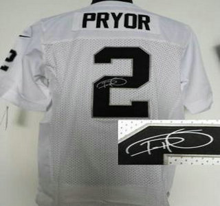 Nike Oakland Raiders #2 Terrelle Pryor White Elite Signed Jersey
